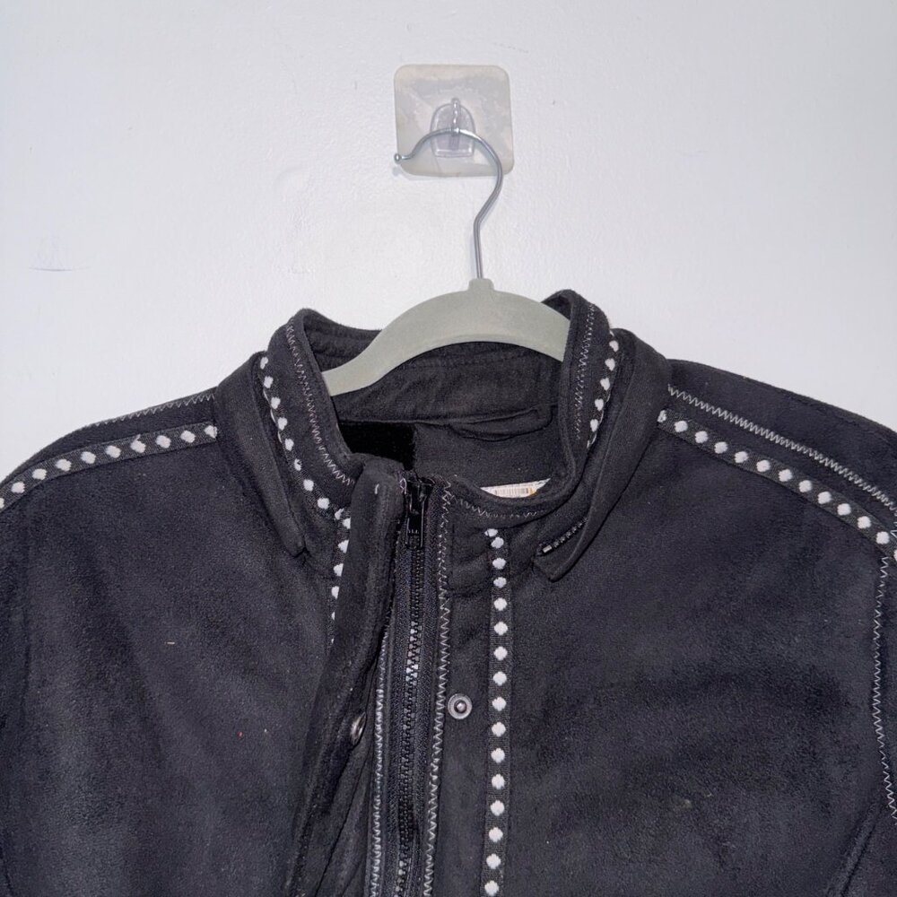 Ameri Mode Black Suede Jacket Embroidered Wolf/Fo… - image 4